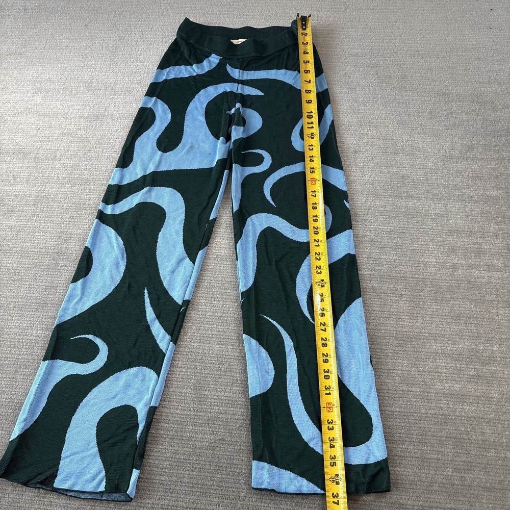 Paloma Wool Fuego Ribbed Knit Flare Women's S Green Pants High Waist Psychedelic - Picture 3 of 12